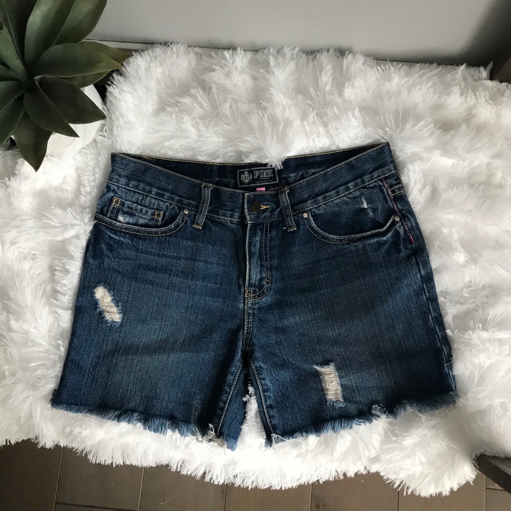 Victoria Secret Pink Denim Ripped Shorts Size 2